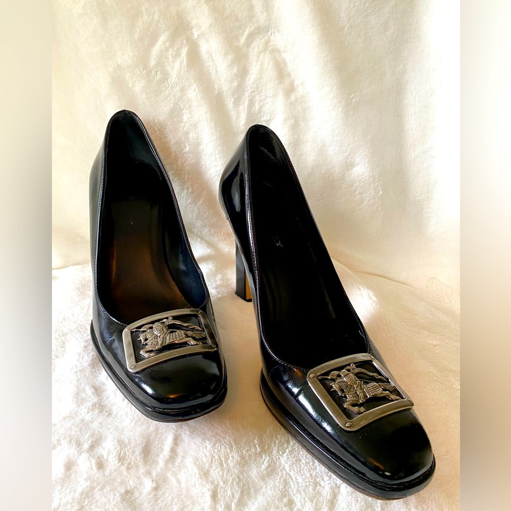 Burberry Black Heels with Silver Accents